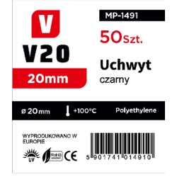 Podstawa uchwyt rury 20mm - 50 szt - kolor czarny